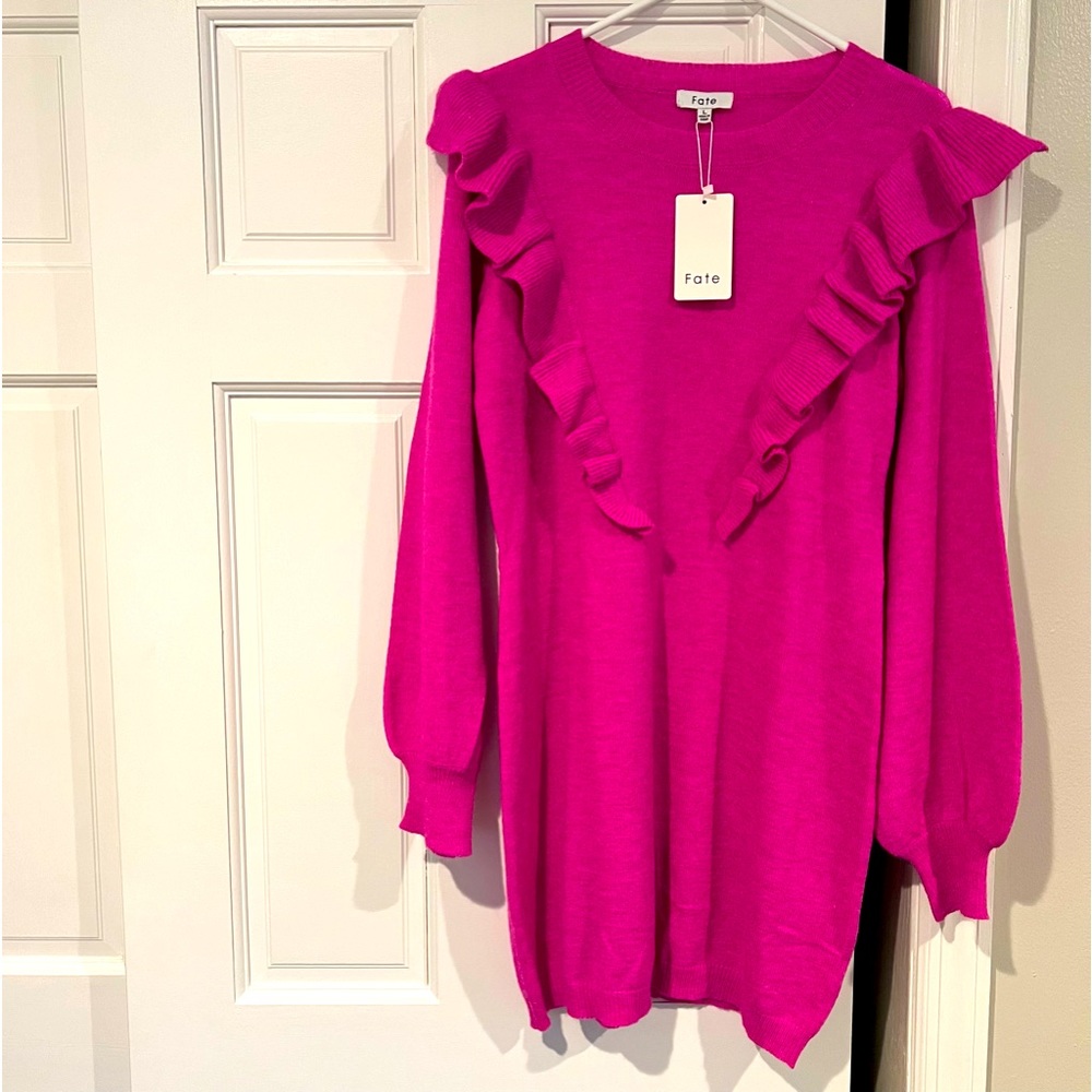 Vici Marianna Ruffle Sweater Dress-Large NWT